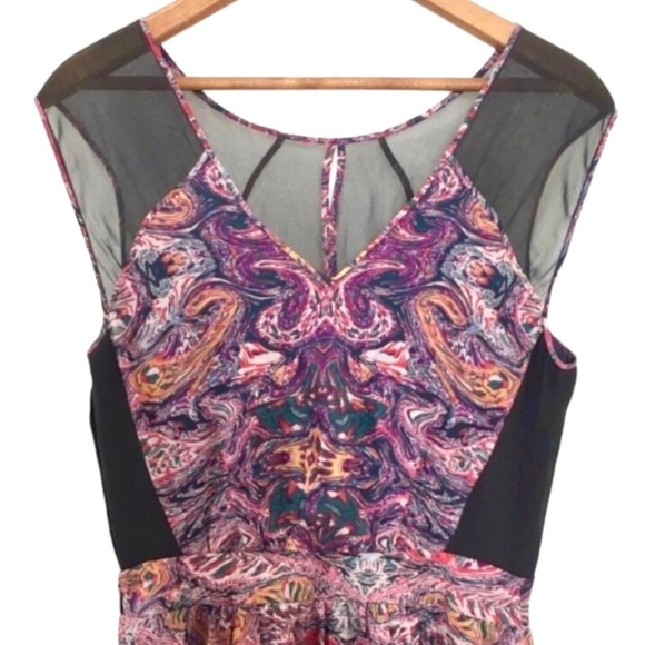 ANTHROPOLOGIE Leifsdottir Tangu 100%Silk Marble Midi Dress in Purple - Picture 6 of 9